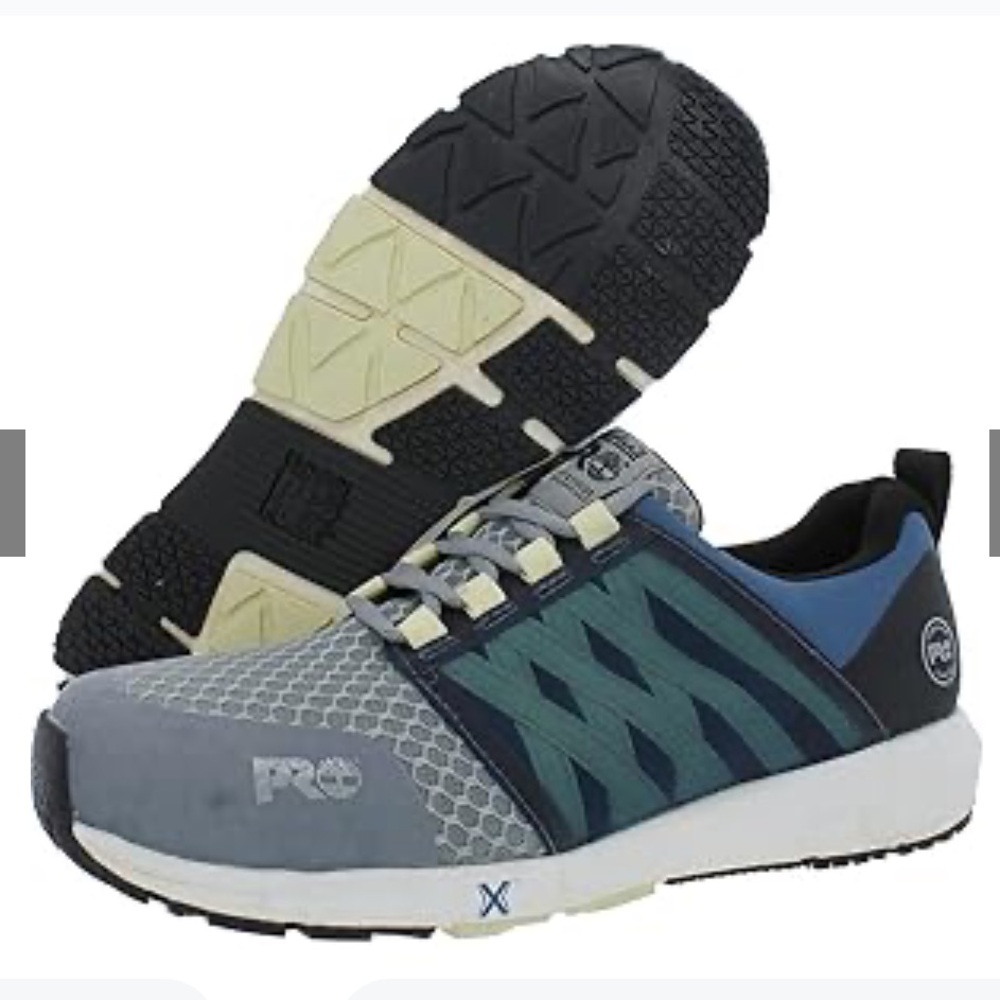 Timberland PRO Radius Composite Safety Toe Grey/Blue/Yellow 8.5 NEW